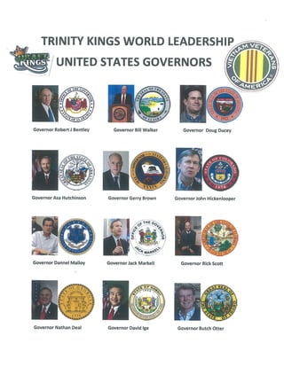 Trinity Kings World Leadership: U.S. Governors violate basic leadership principle, Leading by example.(*Only 7 out of 56*) Governors have Military experience(leadership)......