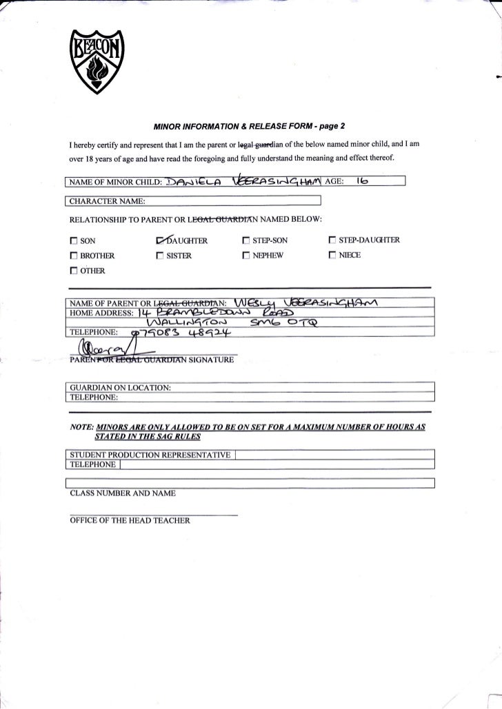 Actor Release Form Pt 2