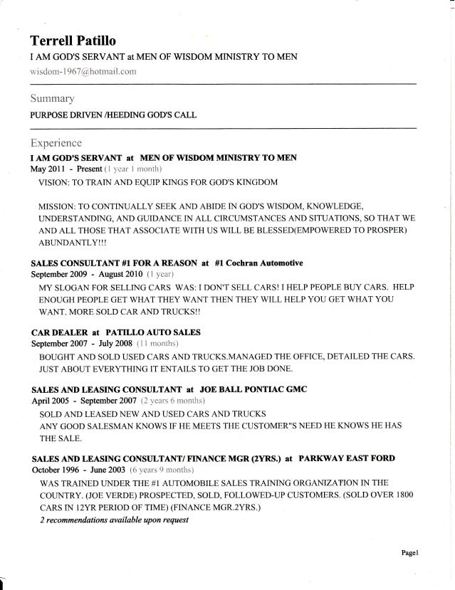 God Resume On Linkedin - World Leadership King Terrell N Patillo god resume on linkedin world leadership king terrell n patillo