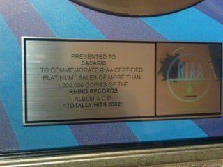 Sacario RIAA Certified Platinum Platinum Album