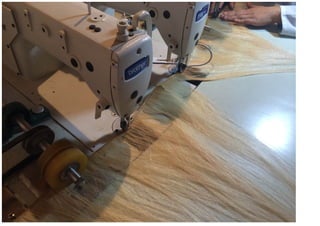  Sewing Russian Hair on Weft Machine