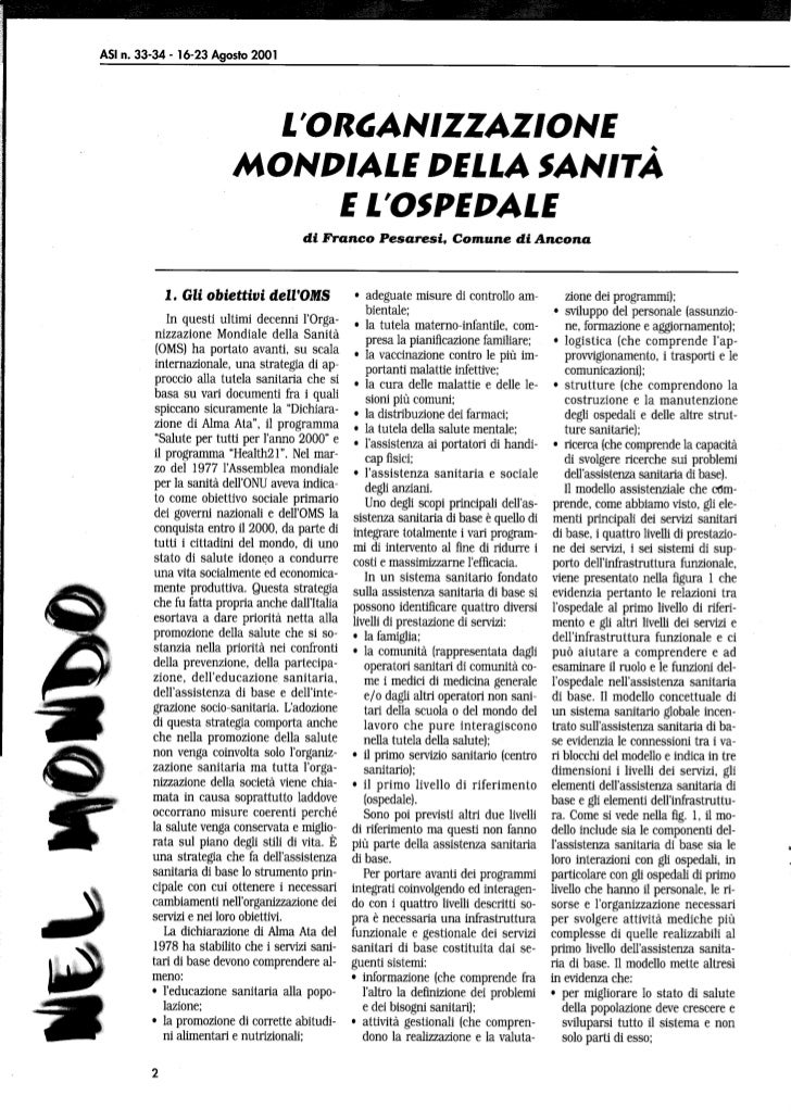 mondiale della sanità e l'ospedale