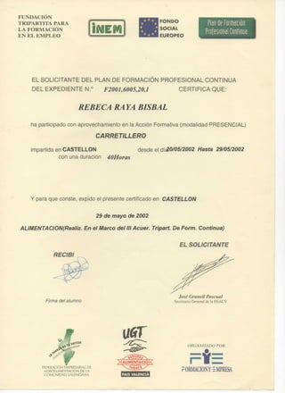 Certificado De Carnet De Carretillero PDF Certificado De Carnet De Carretillero PDF