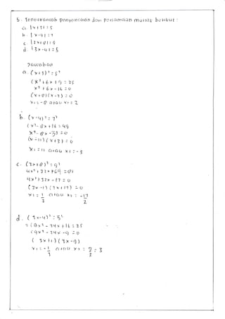 b
b TOntlVA(trch ponyotetAtAn,)crrr PCrtaOlct th mrlgclL bc,yrVut:
ci. Ix + 3 i : !
b ix-q1-r
L. lzlrytrg
J t 3, -q I -5
2 ctLr crb c,tt
c (xts) ,=S'
(X?l6x ycl--Tl
x2 Lby-ic:o
(x+<,)(x-z) : t)
X,: -O ctfciui l: I
(r-.r)1;J)
(v)-8xi-l6re9
X'- d, --53 =
c
(r:rr)(x+3); o
Yi:11 cttCtr,t xL:-3
c.(zrrO)"=crr
Lix? r 37*Yt{i -Or
"txz)32>-ll=a
(z* -r ) I r x r 11)
xt; I ClfclLl x1
1-
d ( g'-v)':5'
: i Q x1 - zv x F It, -, zi
i$xt --Lq* -c1 -s
( lr ir ) ( jx -cj )
vr--l- ri rct Ll Yr:_2:3
39
La
: -t-7
Z
 