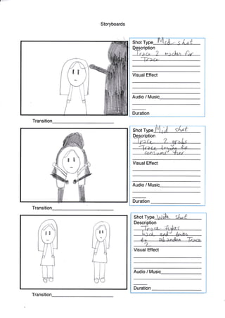 I
Storyboards
Transition
Transition
-
Shot rype Wfu SAat
Visual Effect
Audio /
r'
Audio / Music_
Visual Effect
Duration
Shot
n
H&
Audio / Music_
Visual Effect
Duration
Shot
iption
Transition
{
,
I
t
i
Ol*tion
Description
 