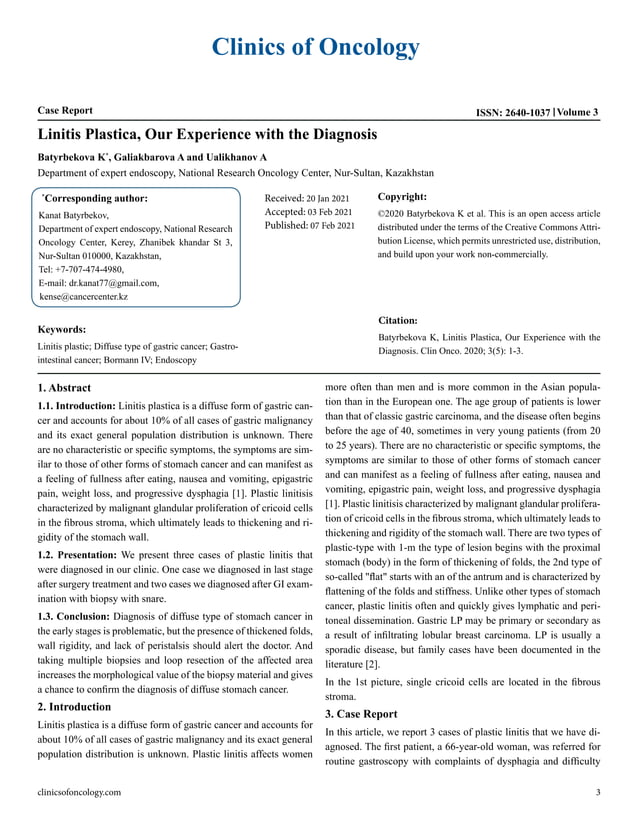 Linitis Plastica, Our Experience with the Diagnosis
