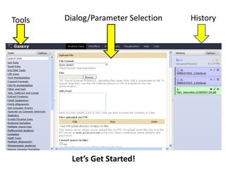 Why Go to the Cloud?Files and Compute needs are much greater for next gen sequence data Amazon cloud provides a scalable, cost-effective solutionAfgan E., Baker D., Coraor N., Chapman B., Nekrutenko A., Taylor J. (2010) BMC Bioinformatics. 11:2010. 