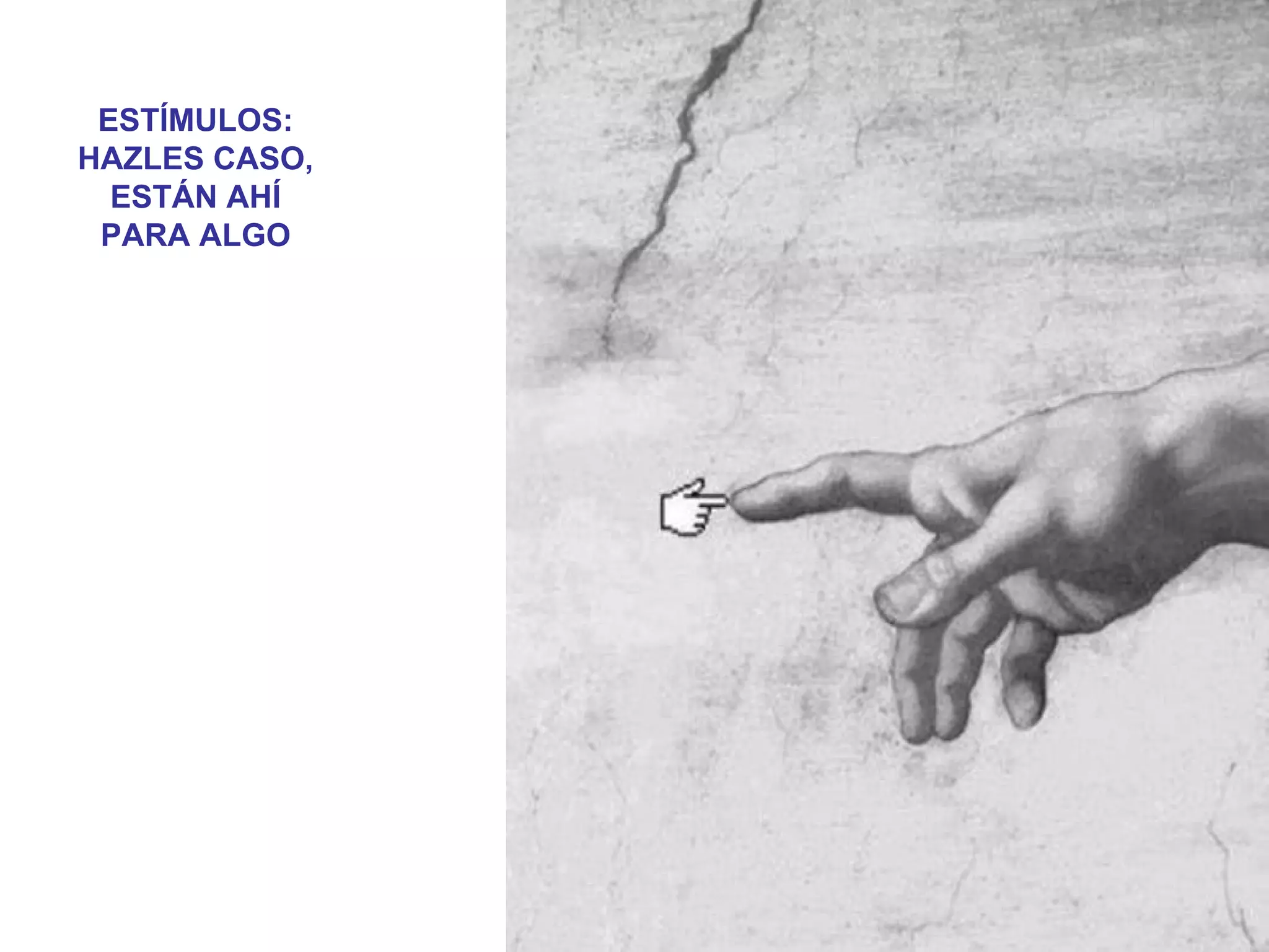 ESTÍMULOS:
HAZLES CASO,
ESTÁN AHÍ
PARA ALGO