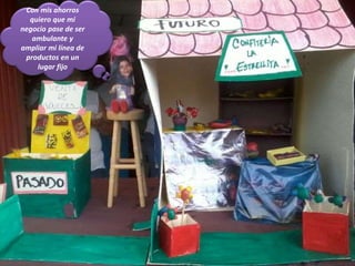 Con mis ahorros
quiero que mi
negocio pase de ser
ambulante y
ampliar mi línea de
productos en un
lugar fijo