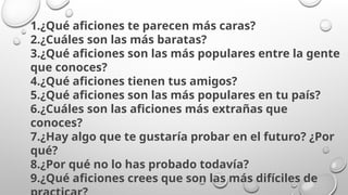 Descripción de los aficiones en el aula de ELE | PPTX