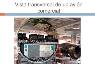 Vista transversal de un avión
comercial
