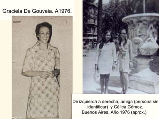 Graciela De Gouveia. A1976.   De izquierda a derecha, amiga (persona sin identificar)  y Célica Gómez.  Buenos Aires. Año 1976 (aprox.).   