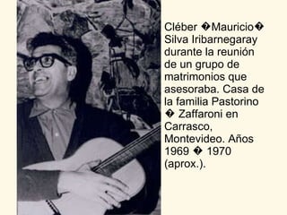 Cléber �Mauricio� Silva Iribarnegaray durante la reunión de un grupo de matrimonios que asesoraba. Casa de la familia Pastorino � Zaffaroni en Carrasco, Montevideo. Años 1969 � 1970 (aprox.). 