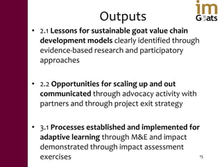 Small ruminant value chains for reducing poverty and increasing food security in dryland areas of India and Mozambique