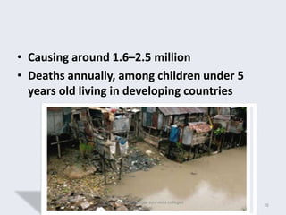 • Causing around 1.6–2.5 million
• Deaths annually, among children under 5
years old living in developing countries
26
anupama krishnan vpsv ayurveda collegee
kottakkal
 