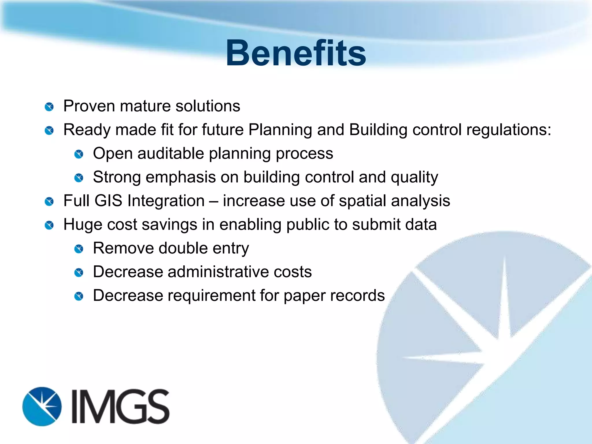 Comment – Swift eConsultations
  Developed to meet
  requirements for LDF/LDP
  process in UK
  Provide structure for
  Development Plans and Local
  Area Plan submission process
  Full GIS integration - Graphical,
  Spatial and Textual Result
  Analysis
  Bi-Lingual publications and
  representations
  Questionnaire publications
  EDMS Integration
 