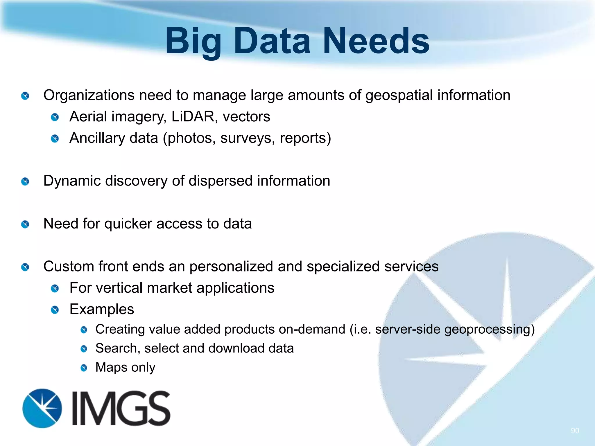In Summary

ERDAS IMAGINE
 Provides a comprehensive suite of Image Processing
 capabilities and is a leader in remote sensing
 Provides an intuitive ribbon interface and wizard based
 workflows (therefore easy to learn and use)
 Is fully integrated with GeoMedia
 Provides the capabilities to take advantage of the latest
 mapping products from OSI (LIDAR, Terrain models etc)
 