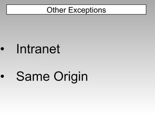 Intranet Same Origin Other Exceptions 