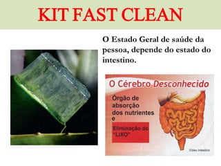 KIT FAST CLEAN
O Estado Geral de saúde da
pessoa, depende do estado do
intestino.
 