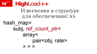Изменения в структуре для обеспечения CAS hash_map<  subj,  ref_count_ptr < array< pair<obj, rate>  > > > 