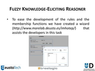 Fuzzy Knowledge-Eliciting ReasonerTo ease the development of the rules and the membership functions we have created a wizard (http://www.morelab.deusto.es/imhotep/) that assists the developers in this task