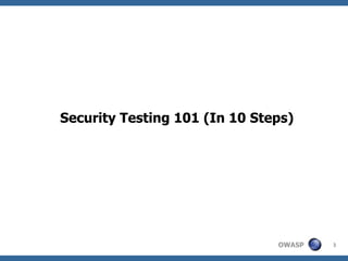 Web Application Security Testing | PPT