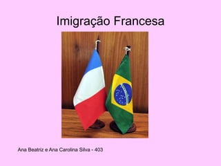 Imigração Francesa
Ana Beatriz e Ana Carolina Silva - 403
 