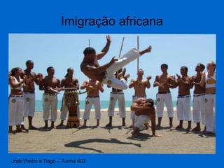 Imigração africana
João Pedro e Tiago – Turma 403
 