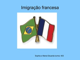 Imigração francesa
Sophia e Maria Eduarda turma: 403
 