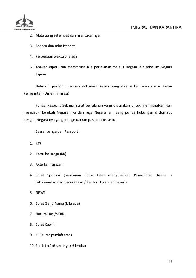 Imigrasi dan karantina Imigrasi dan karantina