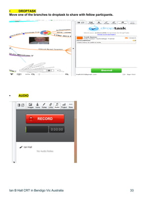 Ian B Hall CRT in Bendigo Vic Australia 33
• DROPTASK
Move one of the branches to droptask to share with fellow particpants.
• AUDIO
 