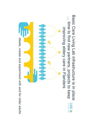 BasicCareLivingLabinfrastructureisinplace
…timetofindnewpartners,projectstokeep
improvingelderycareinFlanders
ideate,createandexperimentwithandforolderadults
 