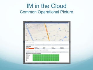 IM in the Cloud
Common Operational Picture
 