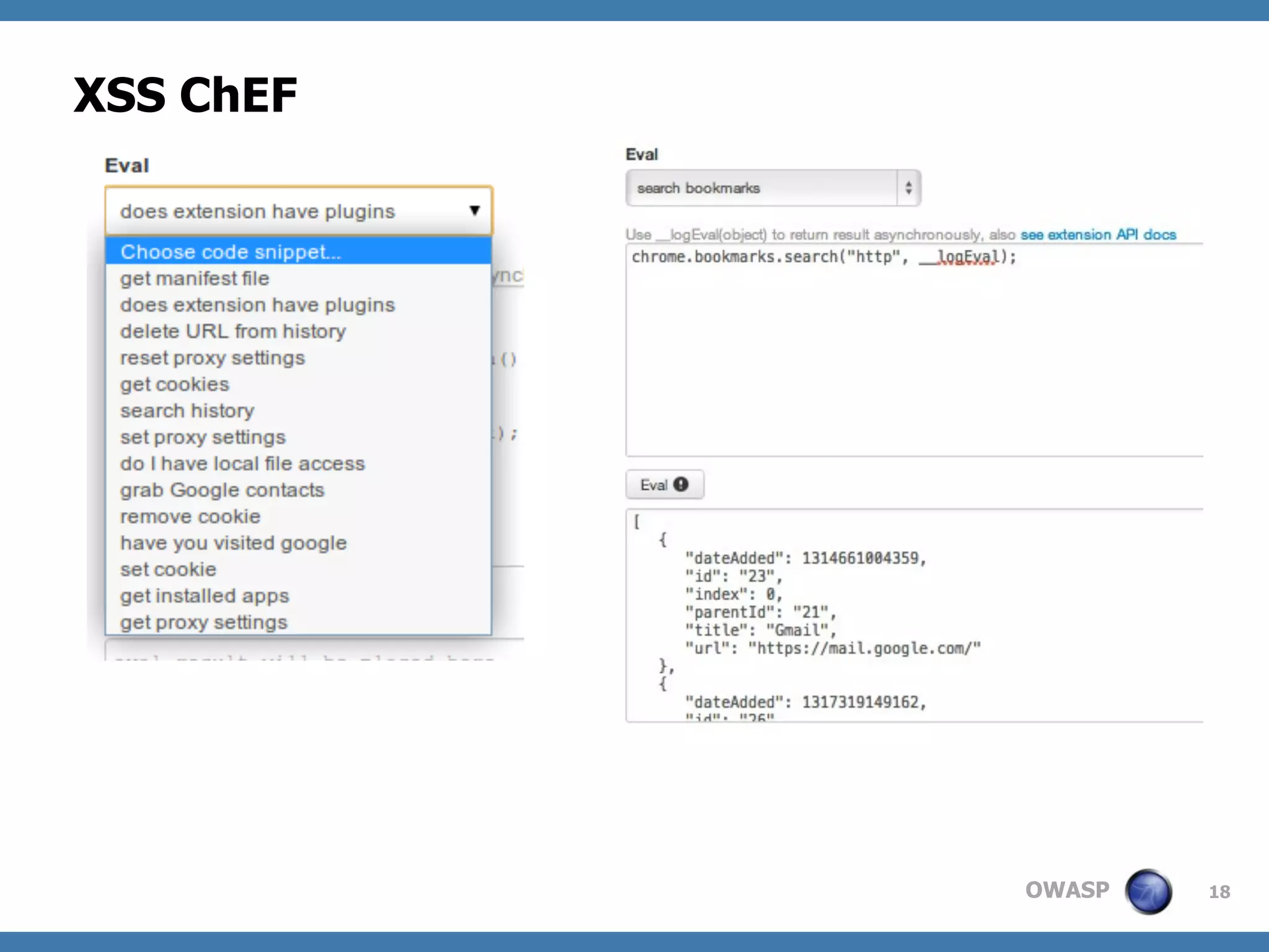 OWASP
XSS ChEF
18
 