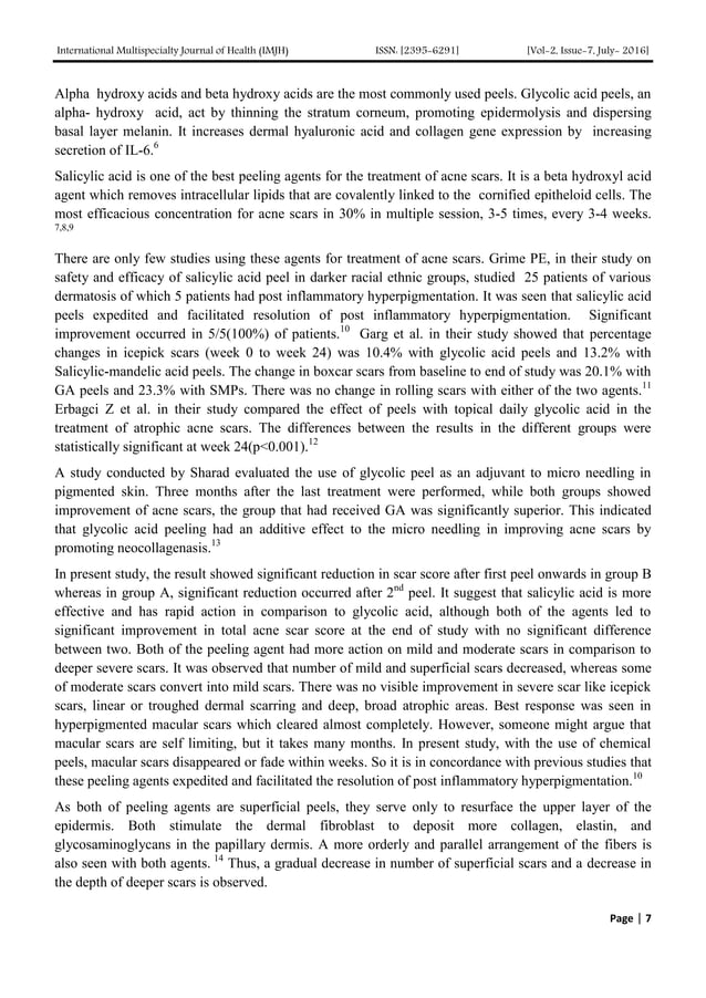 Curated visual reference: Visual Reference: Glycolic Acid Peels Versus Salicylic Acid Peels In Atrophic Acne