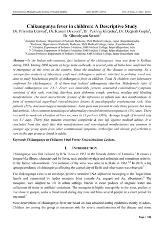 Chikungunya fever in children: A Descriptive Study | PDF