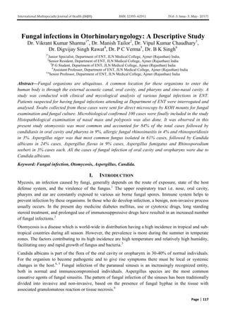 Fungal infections in Otorhinolaryngology: A Descriptive Study | PDF