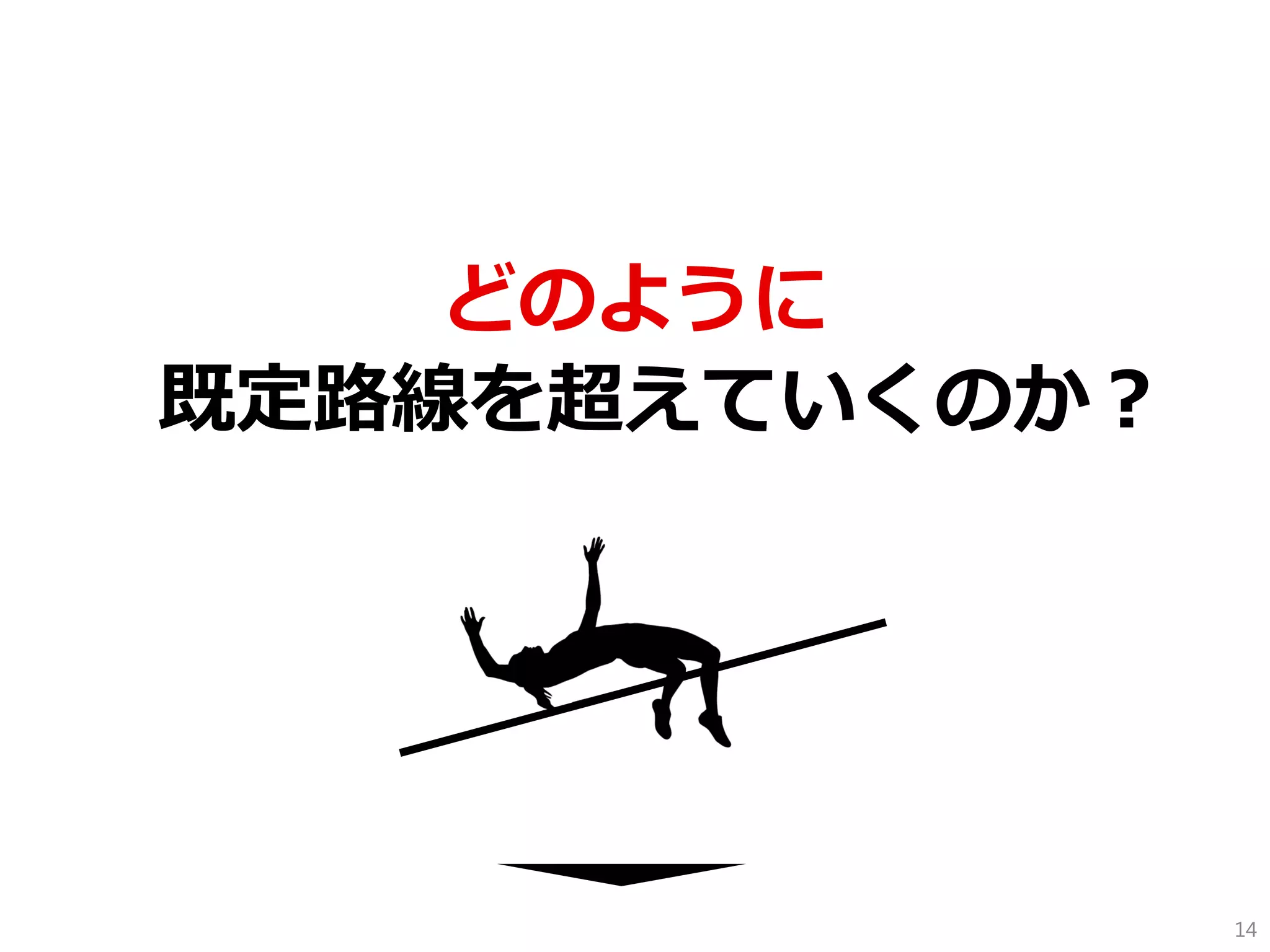 どのように 
既定路線を超えていくのか？ 
14  