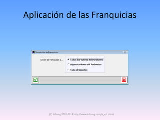 Aplicación de las Franquicias




      (C) Infoseg 2010-2013 http://www.infoseg.com/is_cst.shtml
 