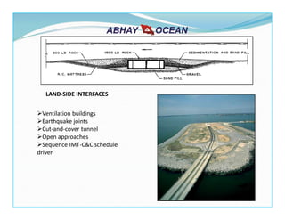 LAND-SIDE INTERFACES
Ventilation buildings
Earthquake joints
Cut-and-cover tunnel
Open approaches
Sequence IMT-C&C schedule
driven
 