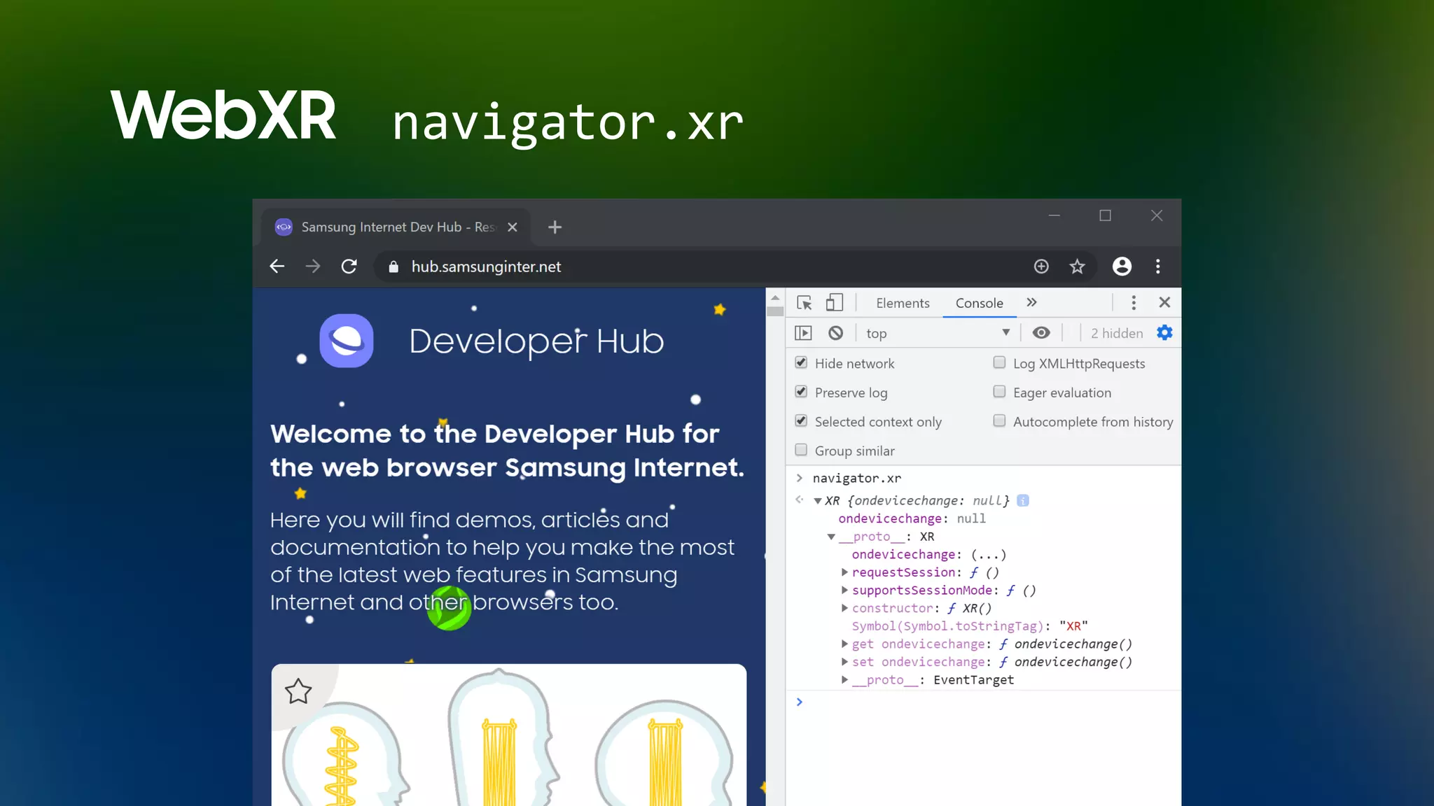 WebXR navigator.xr
 