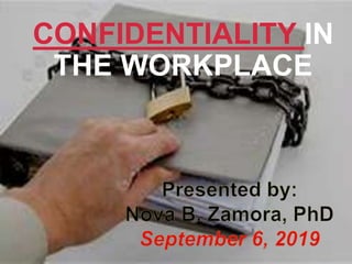 CONFIDENTIALITY IN
THE WORKPLACE
 