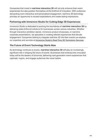 Revolutionising Events with Real-Time Interactive 3D Experiences | PDF