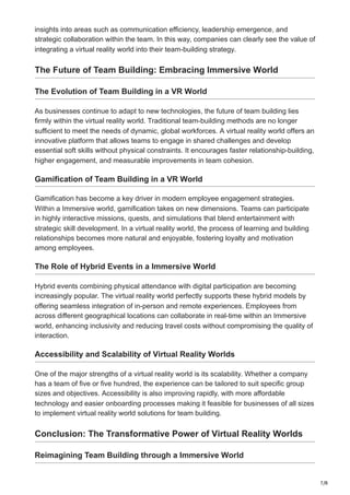Enhance Team Building with Virtual Reality World Experiences | PDF