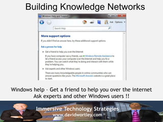 Immersive Technology Strategies
www.davidwortley.com
Building Knowledge Networks
Windows help – Get a friend to help you o...