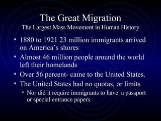 The Great Migration The Largest Mass Movement in Human History ,[object Object],[object Object],[object Object],[object Object],[object Object]