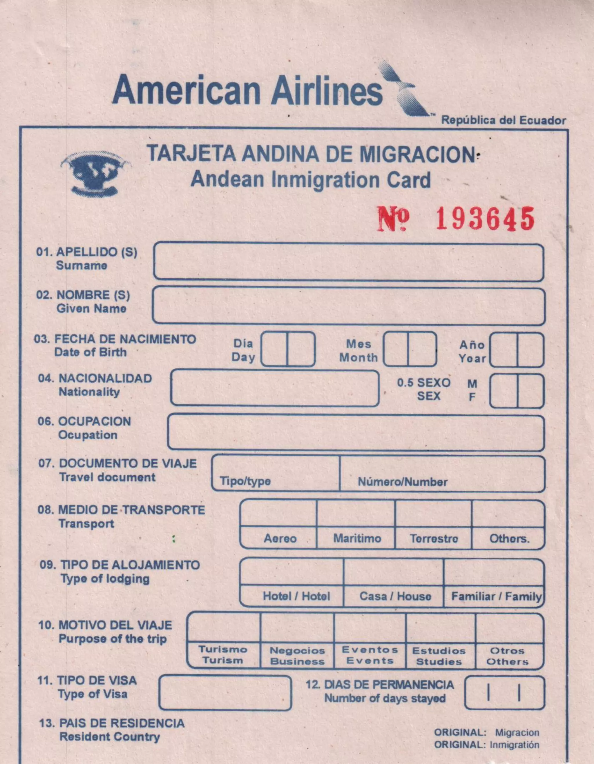 Immigration cards | PDF