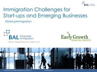 CONFIDENTIAL 1Copyright © 2015 Berry Appleman & Leiden LLP
Immigration Challenges for
Start-ups and Emerging Businesses
#StartupImmigration
 