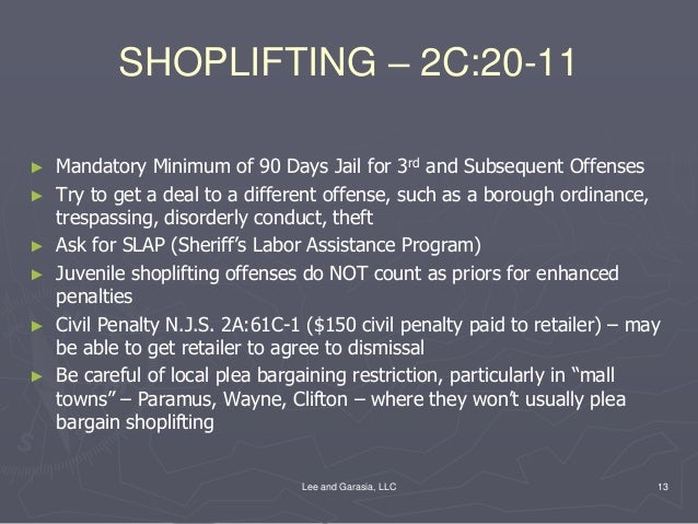 What are some potential repercussions for first offense shoplifters?
