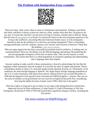 Immigration Essay | PDF